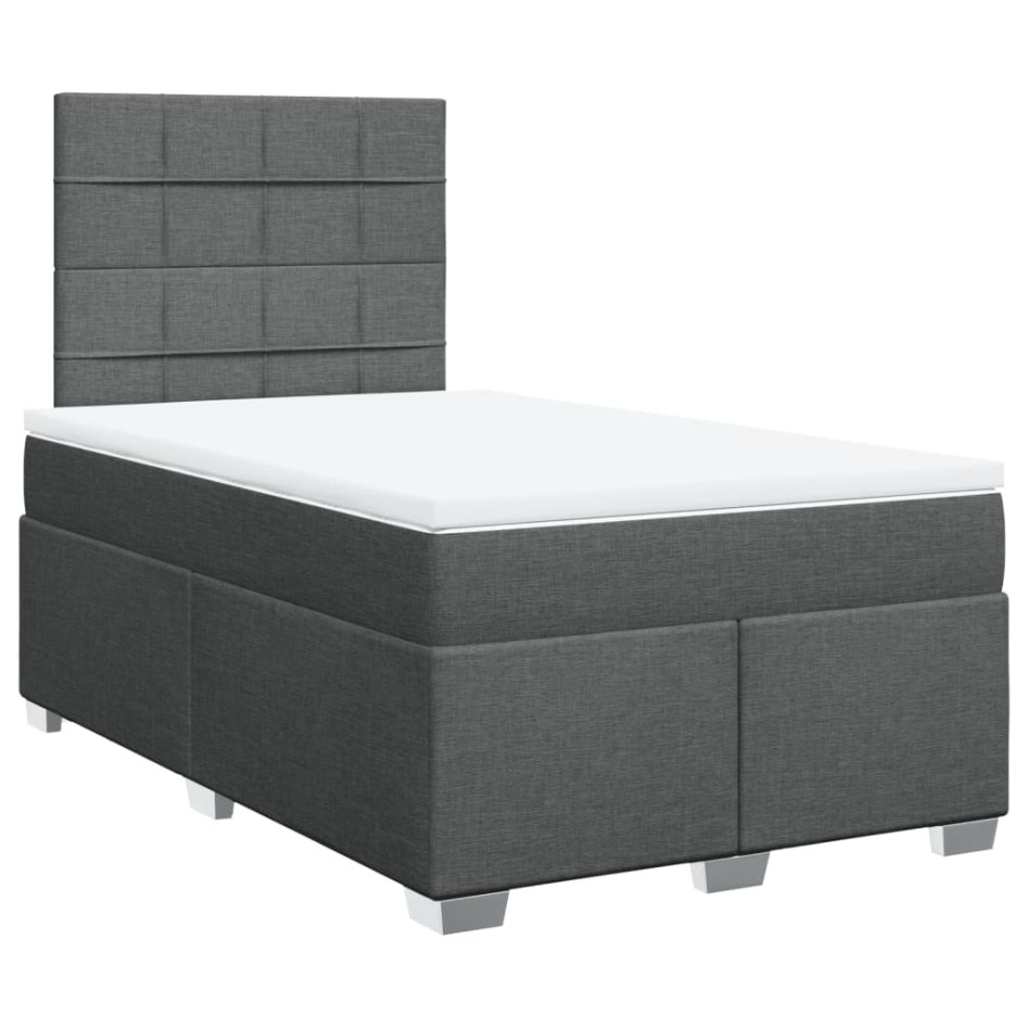 Cama box spring con colchón tela gris oscuro 120x200