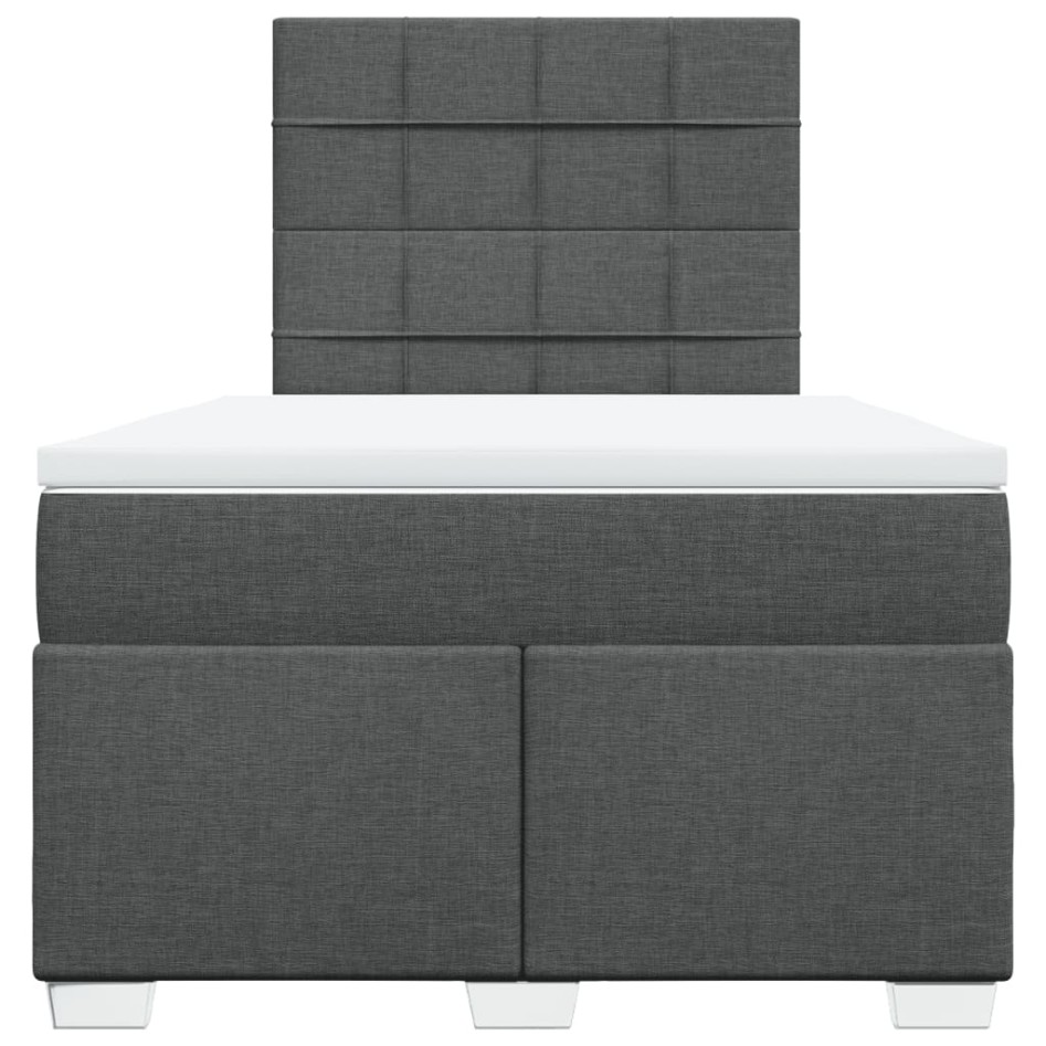 Cama box spring con colchón tela gris oscuro 120x200