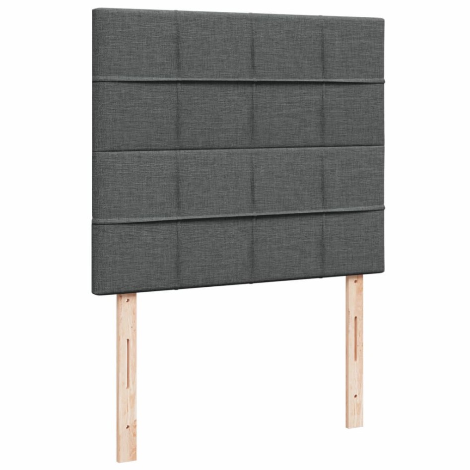 Cama box spring con colchón tela gris oscuro 120x200