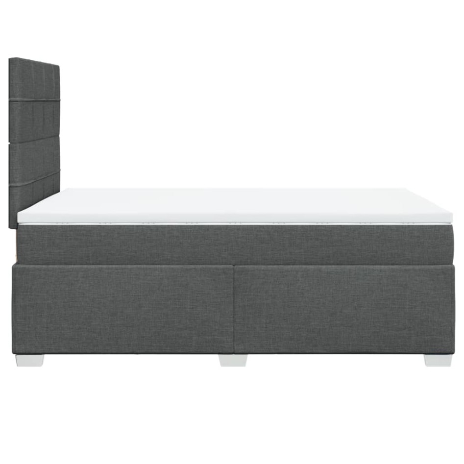 Cama box spring con colchón tela gris oscuro 120x200
