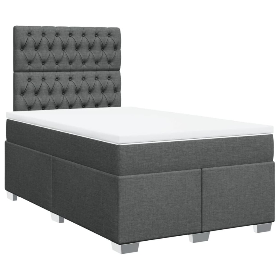 Cama box spring con colchón tela gris oscuro 120x200