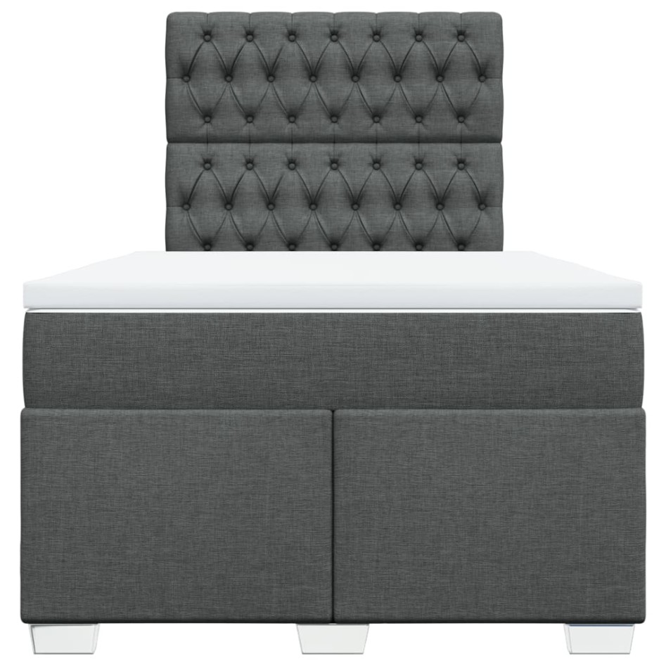 Cama box spring con colchón tela gris oscuro 120x200