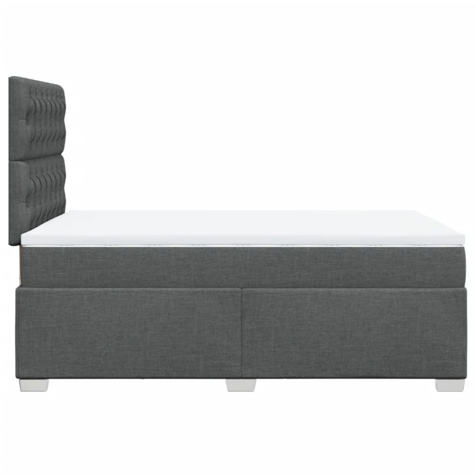 Cama box spring con colchón tela gris oscuro 120x200