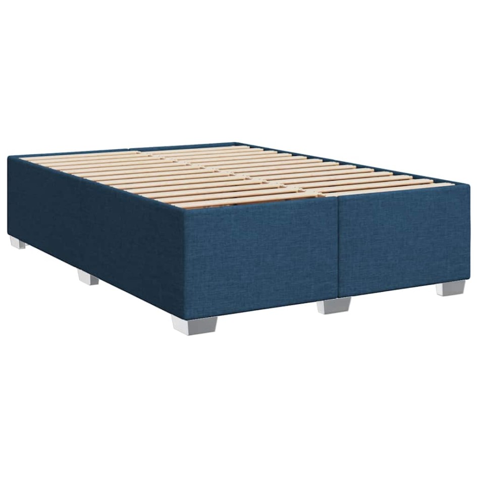 Cama box spring con colchón tela azul 140x190