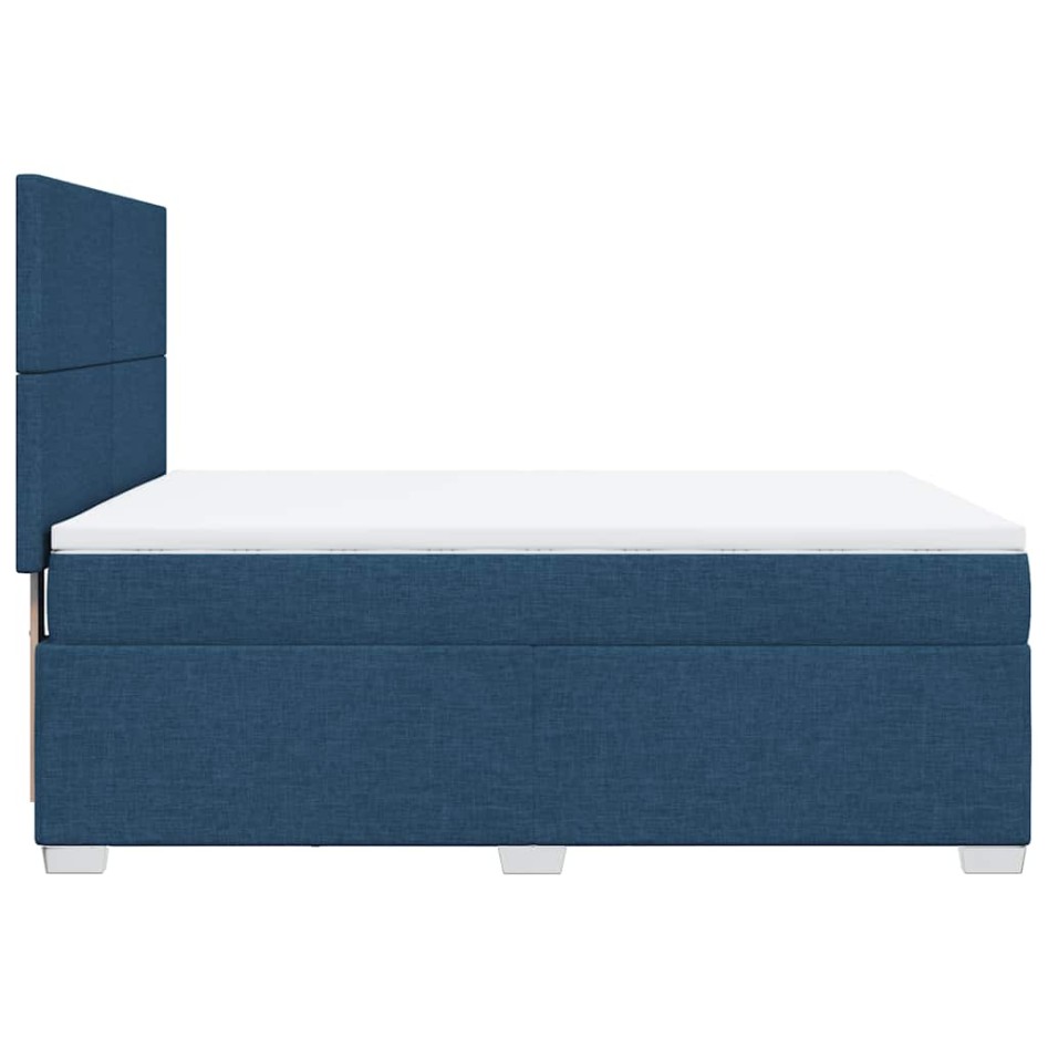 Cama box spring con colchón tela azul 140x190