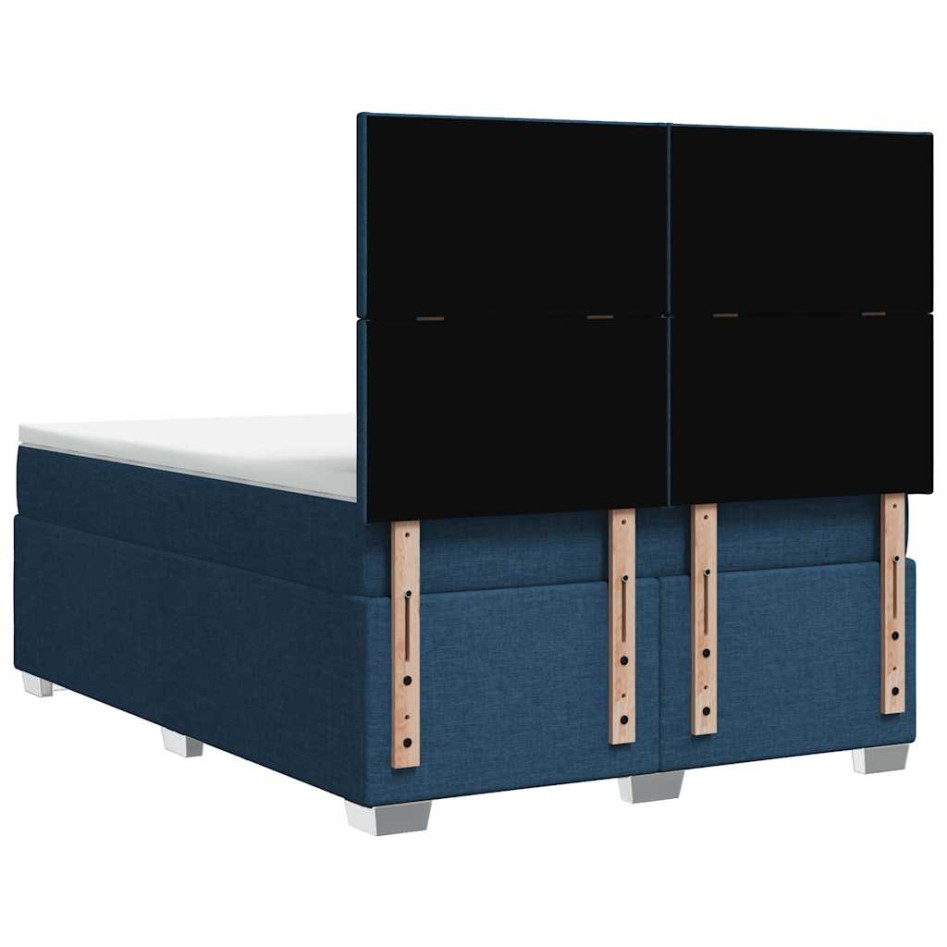 Cama box spring con colchón tela azul 140x190