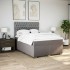 Cama box spring con colchón tela gris taupe 140x190