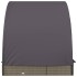 Tumbona 2 personas toldo redondo ratán PE gris 211x112x140