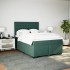 Cama box spring con colchón terciopelo verde oscuro 140x200