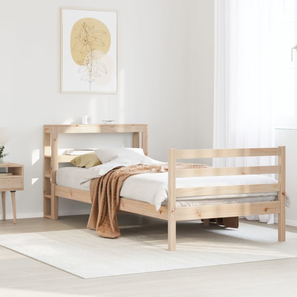 Estructura de cama sin colchón madera maciza de pino 90x200