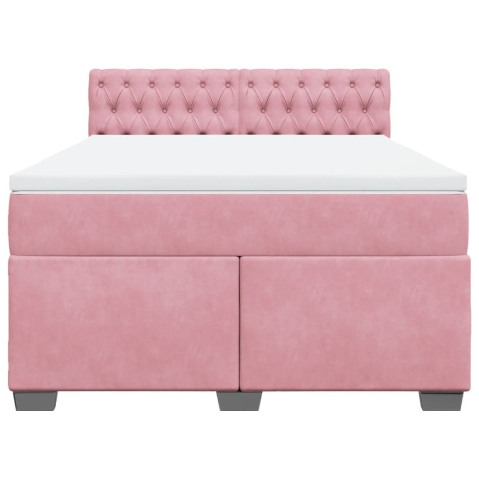 Cama box spring con colchón terciopelo rosa 160x200