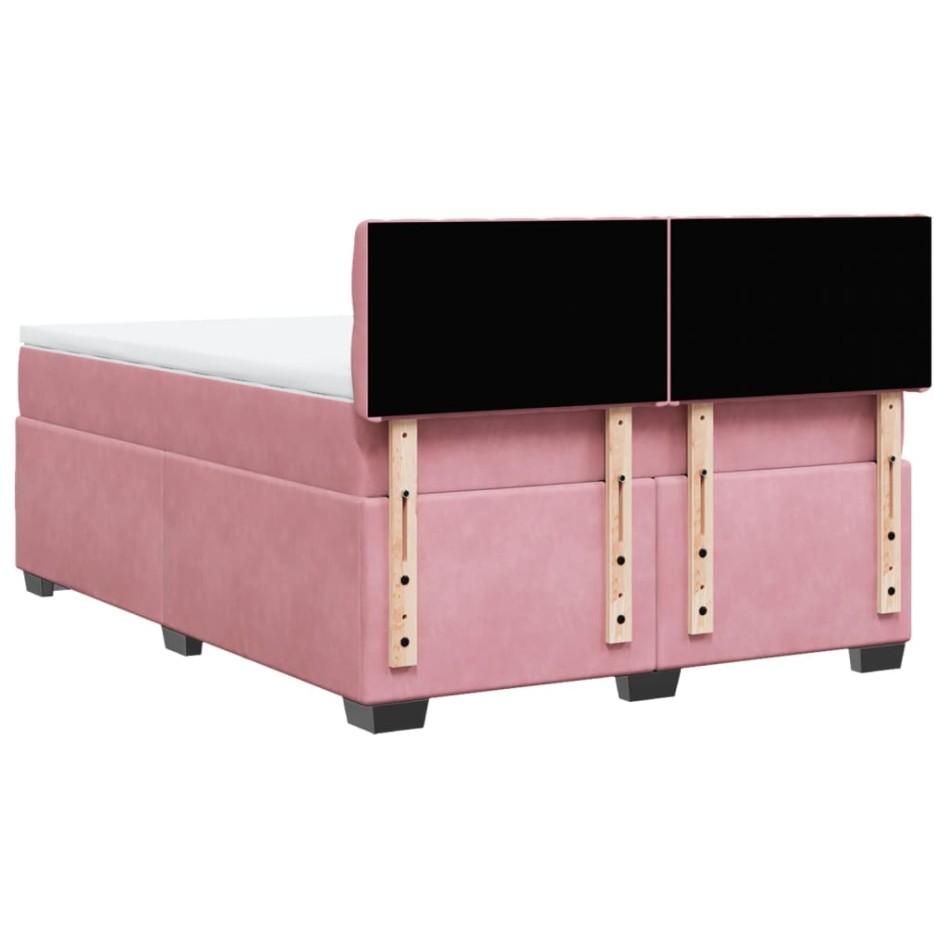 Cama box spring con colchón terciopelo rosa 160x200