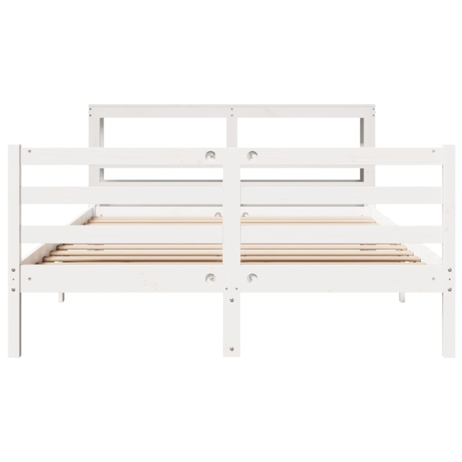 Estructura de cama sin colchón madera de pino blanca 150x200