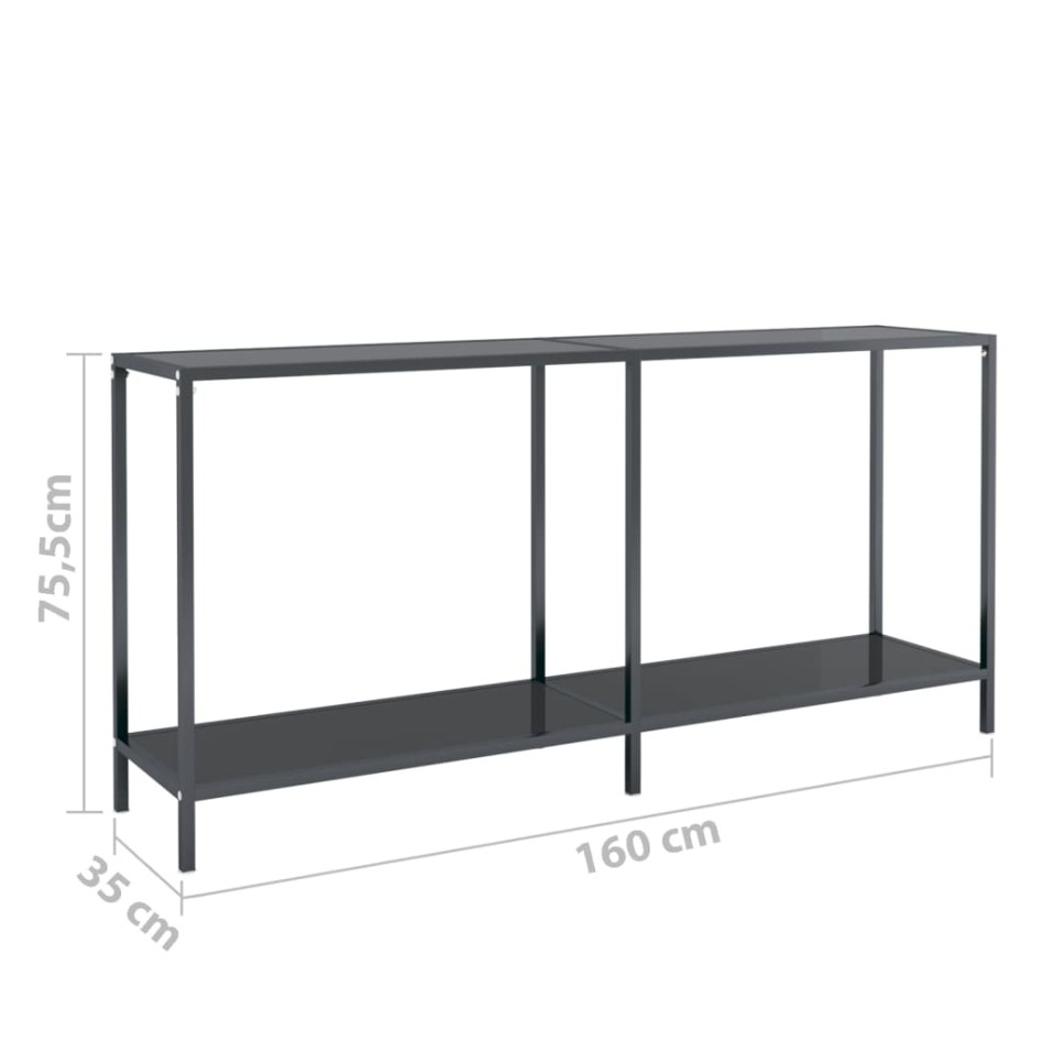 Mesa consola vidrio templado negro 160x35x75,5