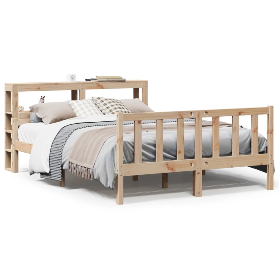 Estructura de cama sin colchón madera de pino blanco 150x200