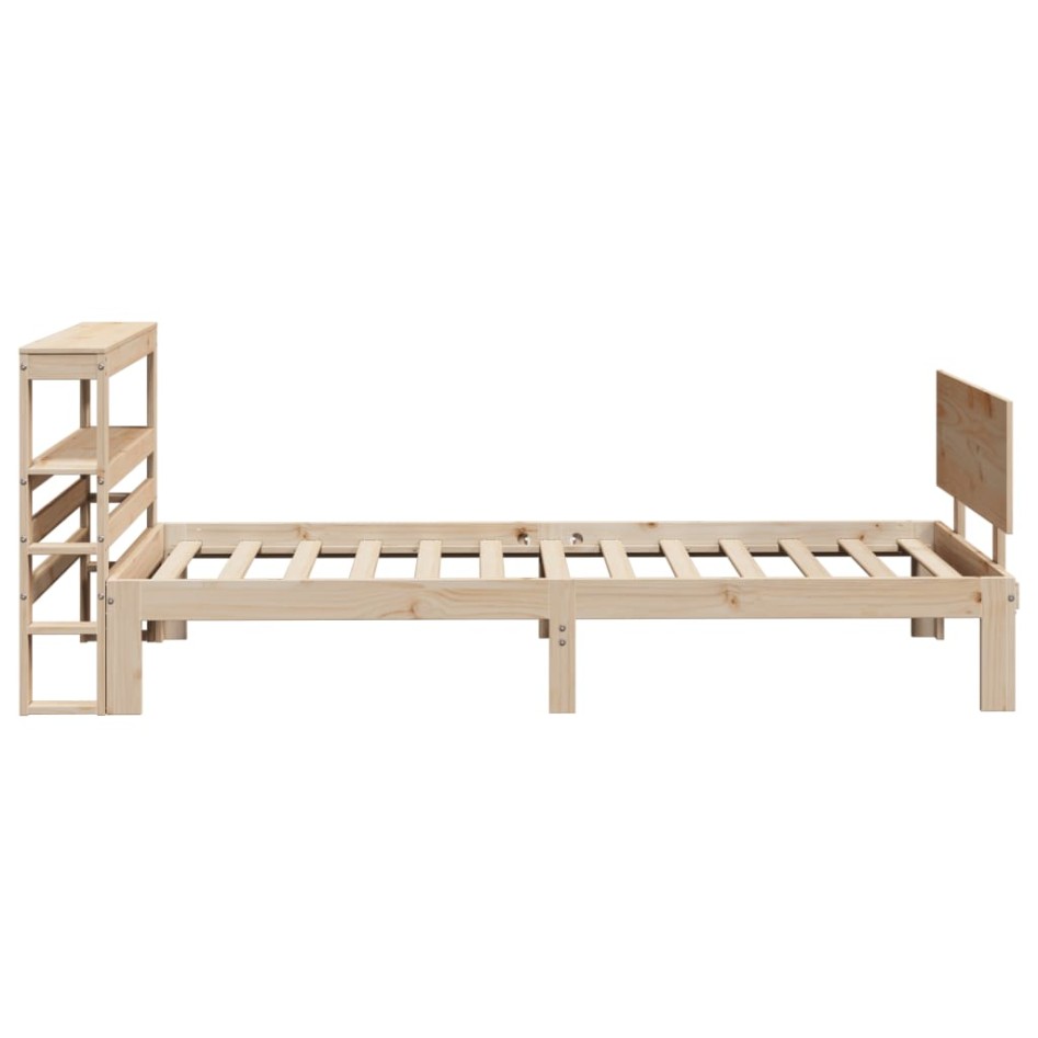 Estructura de cama con cabecero madera maciza de pino 90x200