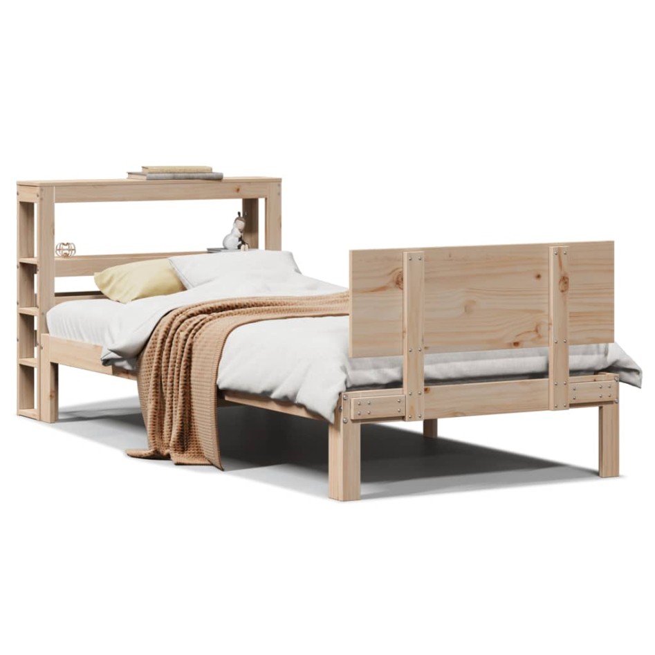 Estructura de cama con cabecero madera maciza pino 100x200