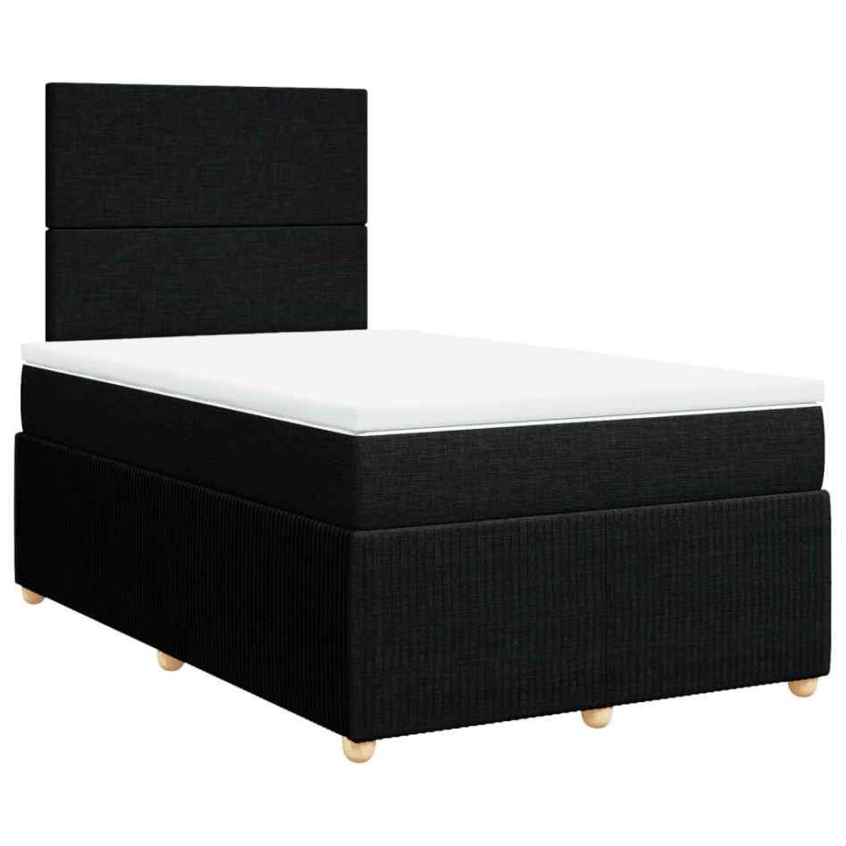 Cama box spring con colchón tela negro 120x200