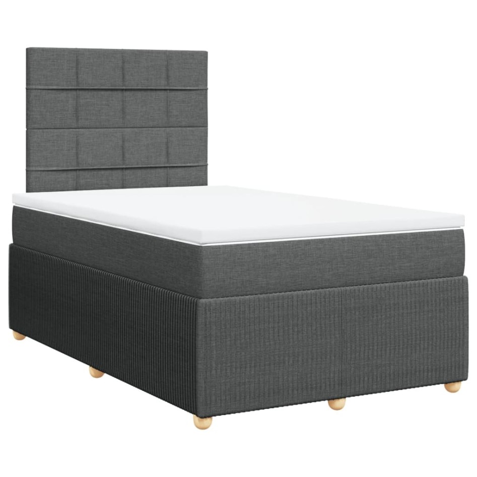 Cama box spring con colchón tela gris oscuro 120x200