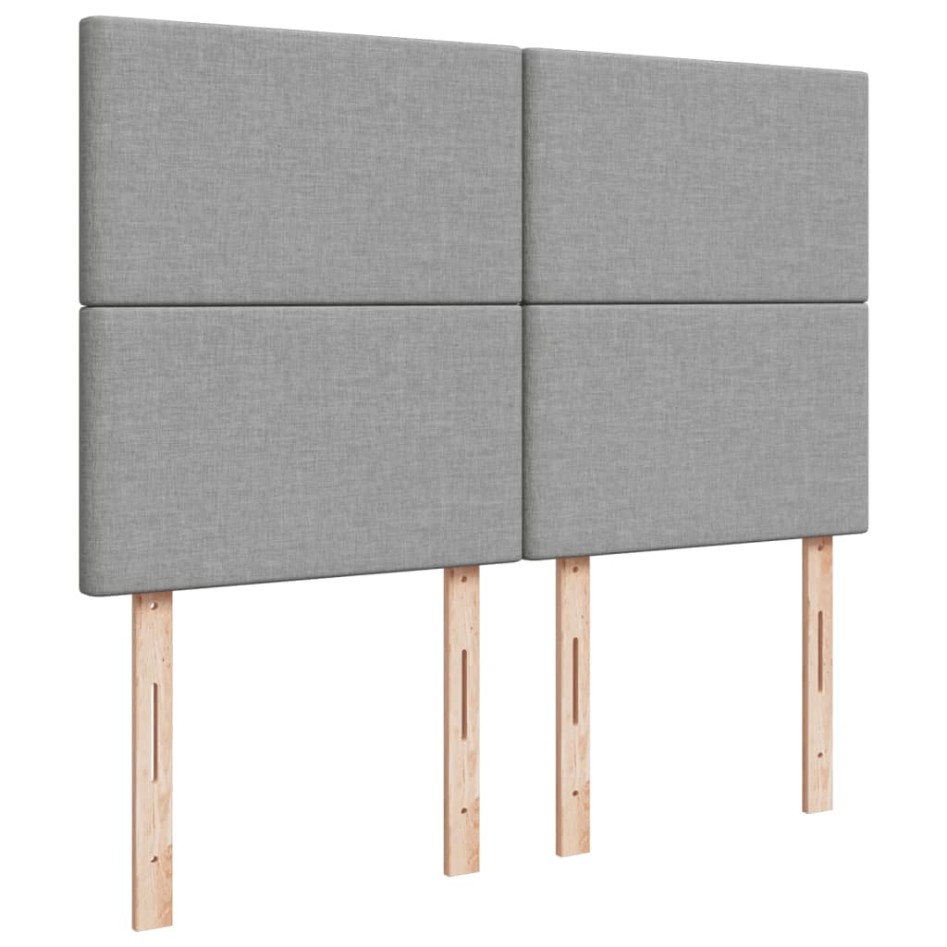 Cama box spring con colchón tela gris claro 140x200