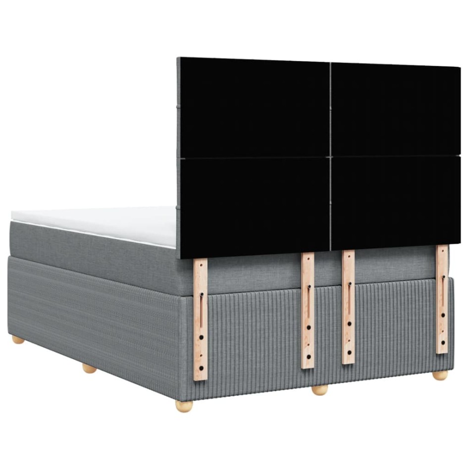 Cama box spring con colchón tela gris claro 140x200