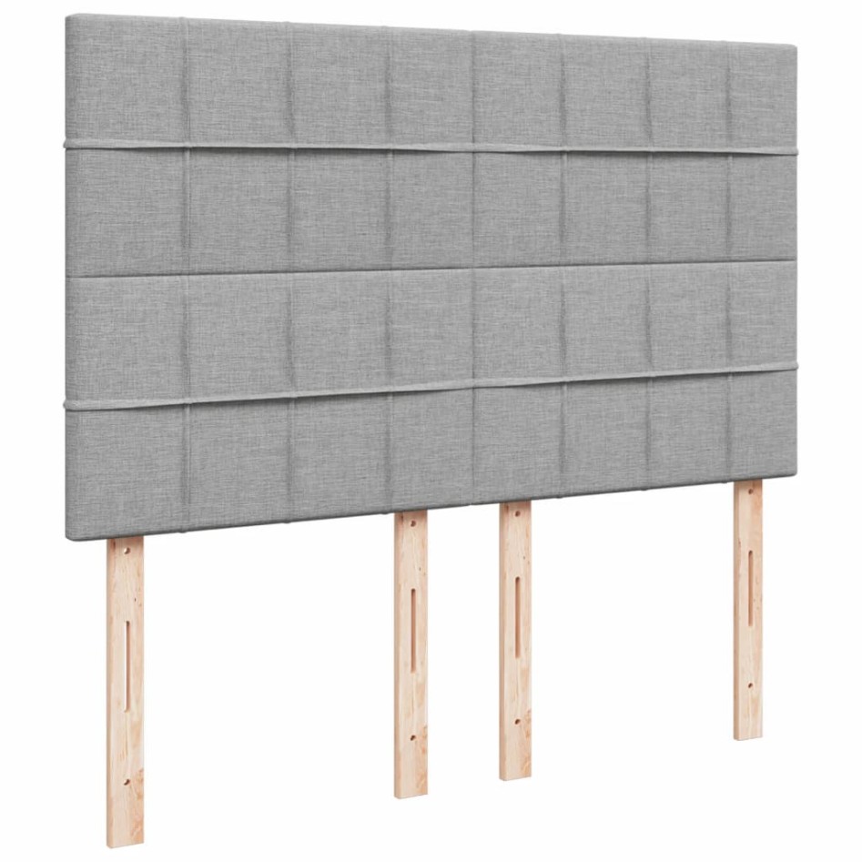 Cama box spring con colchón tela gris claro 140x200