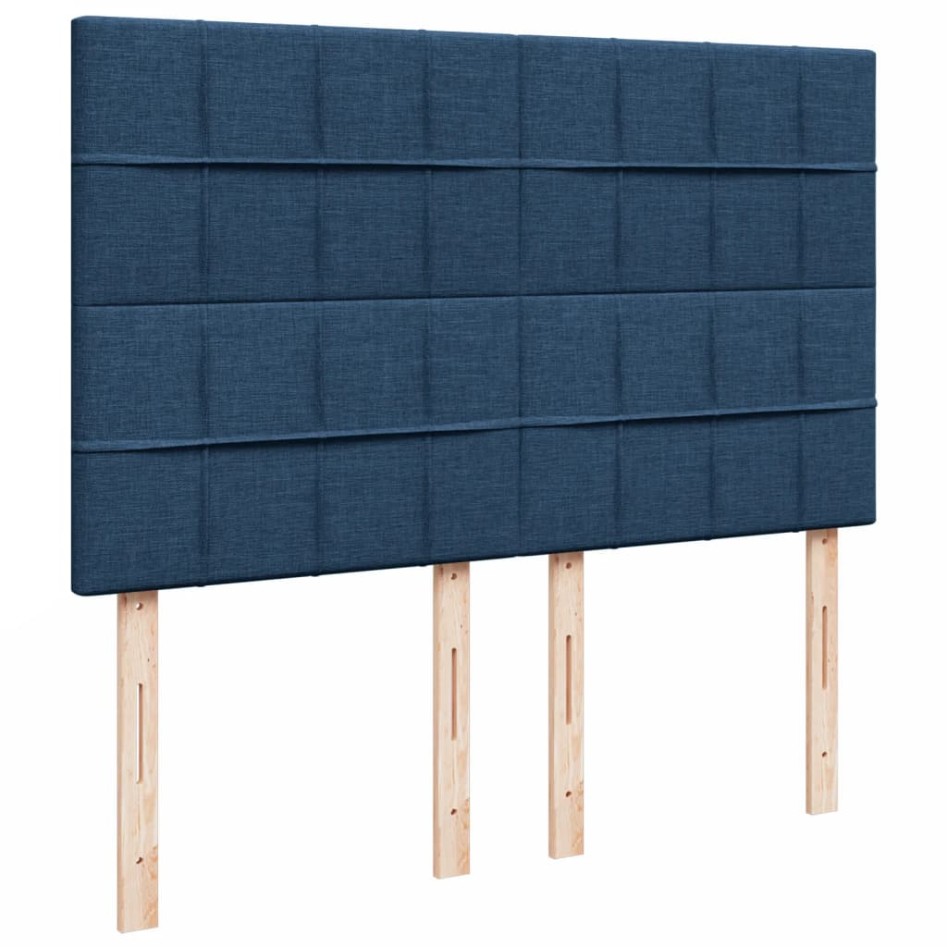 Cama box spring con colchón tela azul 140x200