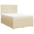 Cama box spring con colchón tela color crema 140x200