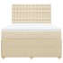 Cama box spring con colchón tela color crema 140x200