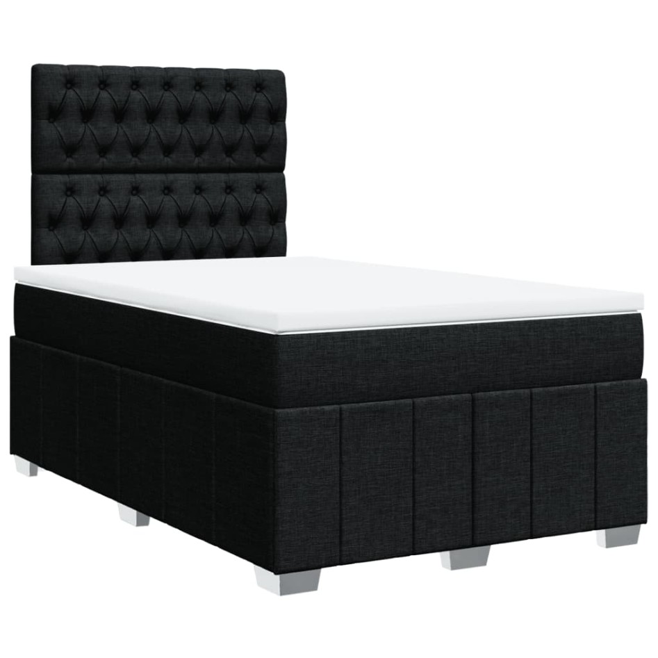 Cama box spring con colchón tela negro 120x200
