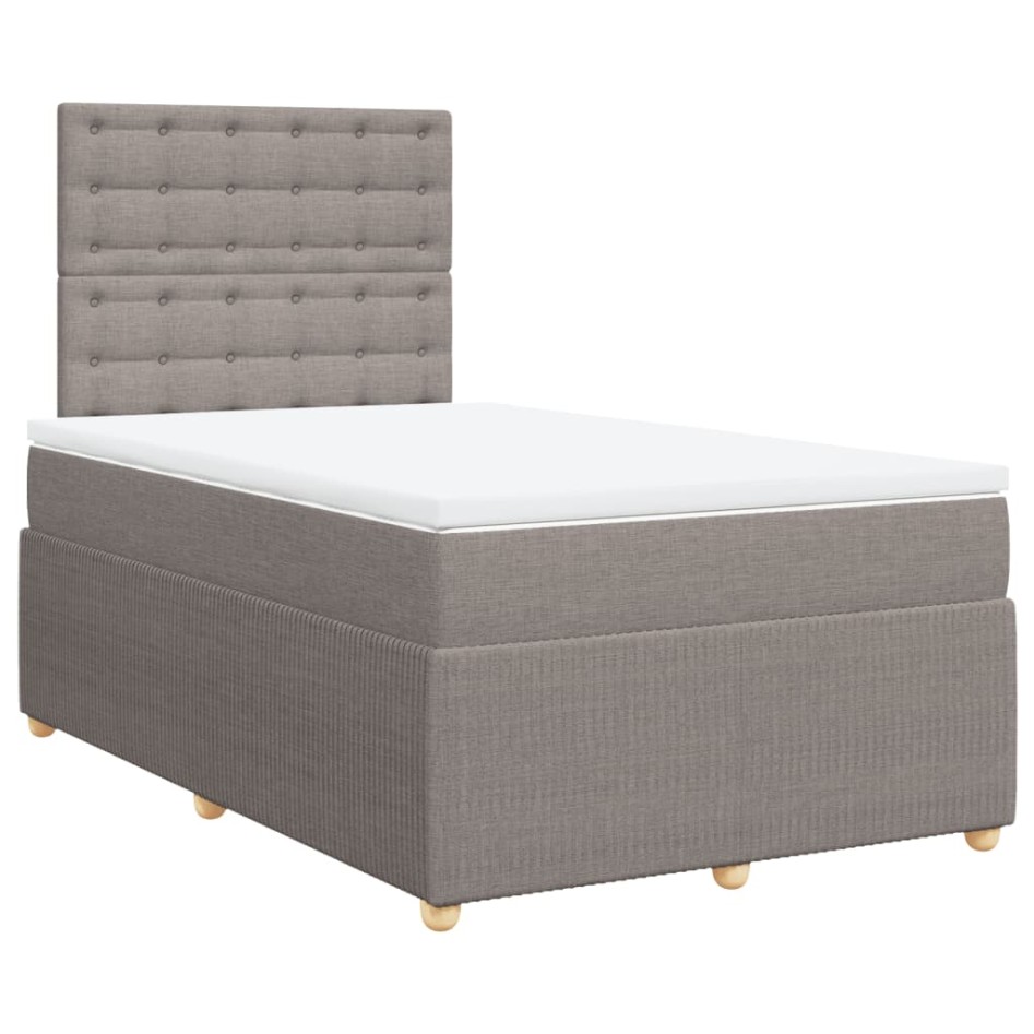 Cama box spring con colchón tela gris taupe 120x200