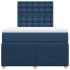 Cama box spring con colchón tela azul 120x200