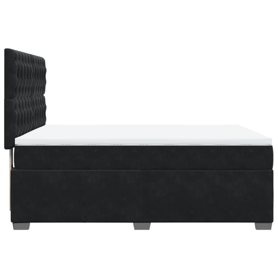 Cama box spring con colchón terciopelo negro 140x190