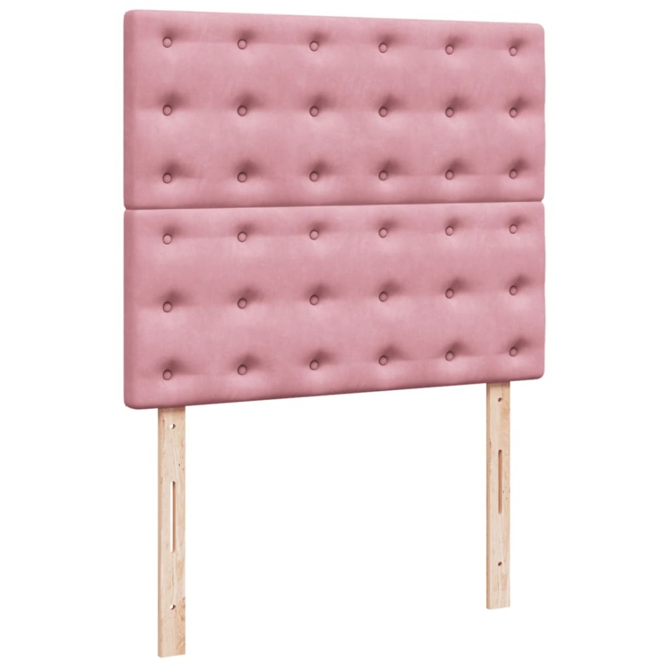 Cama box spring con colchón terciopelo rosa 120x200