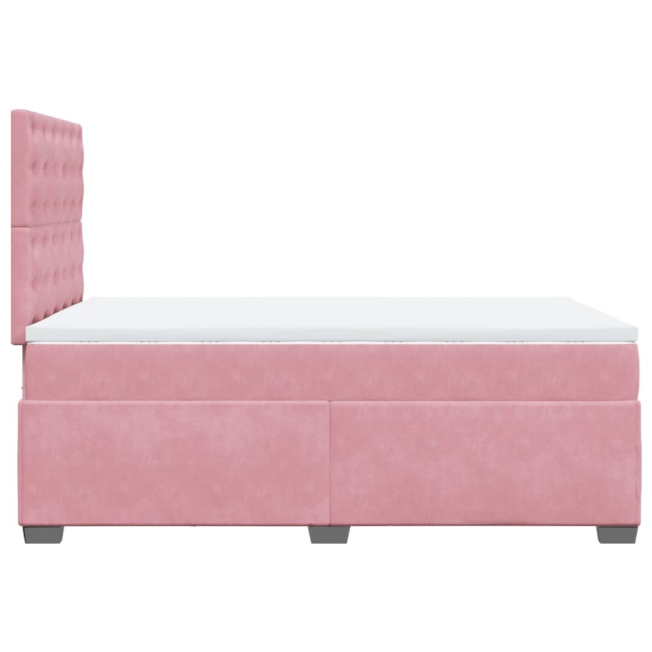 Cama box spring con colchón terciopelo rosa 120x200