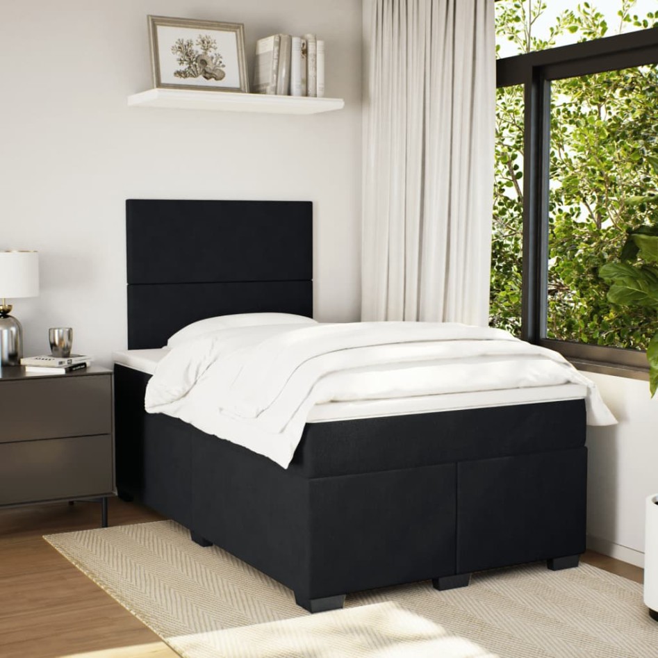 Cama box spring con colchón terciopelo negro 120x200