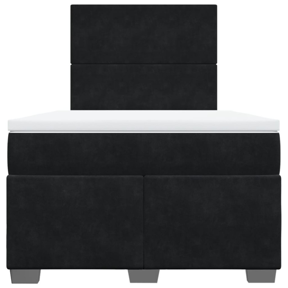 Cama box spring con colchón terciopelo negro 120x200
