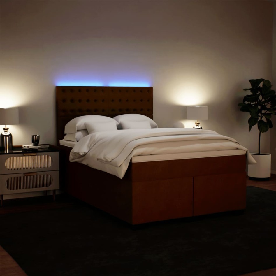 Cama box spring con colchón terciopelo rosa 140x190