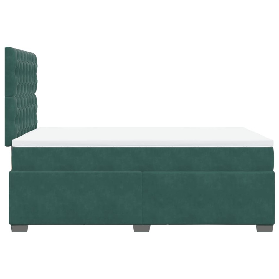 Cama box spring con colchón terciopelo verde oscuro 120x190