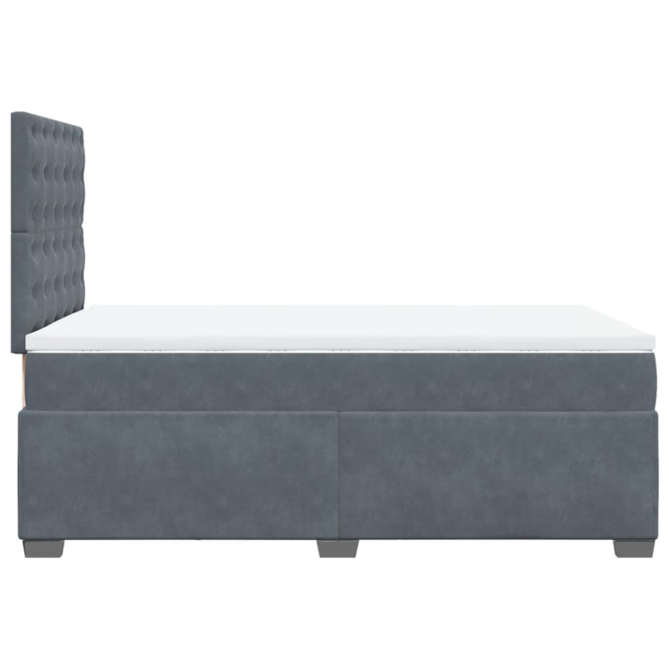 Cama box spring con colchón terciopelo gris oscuro 120x190
