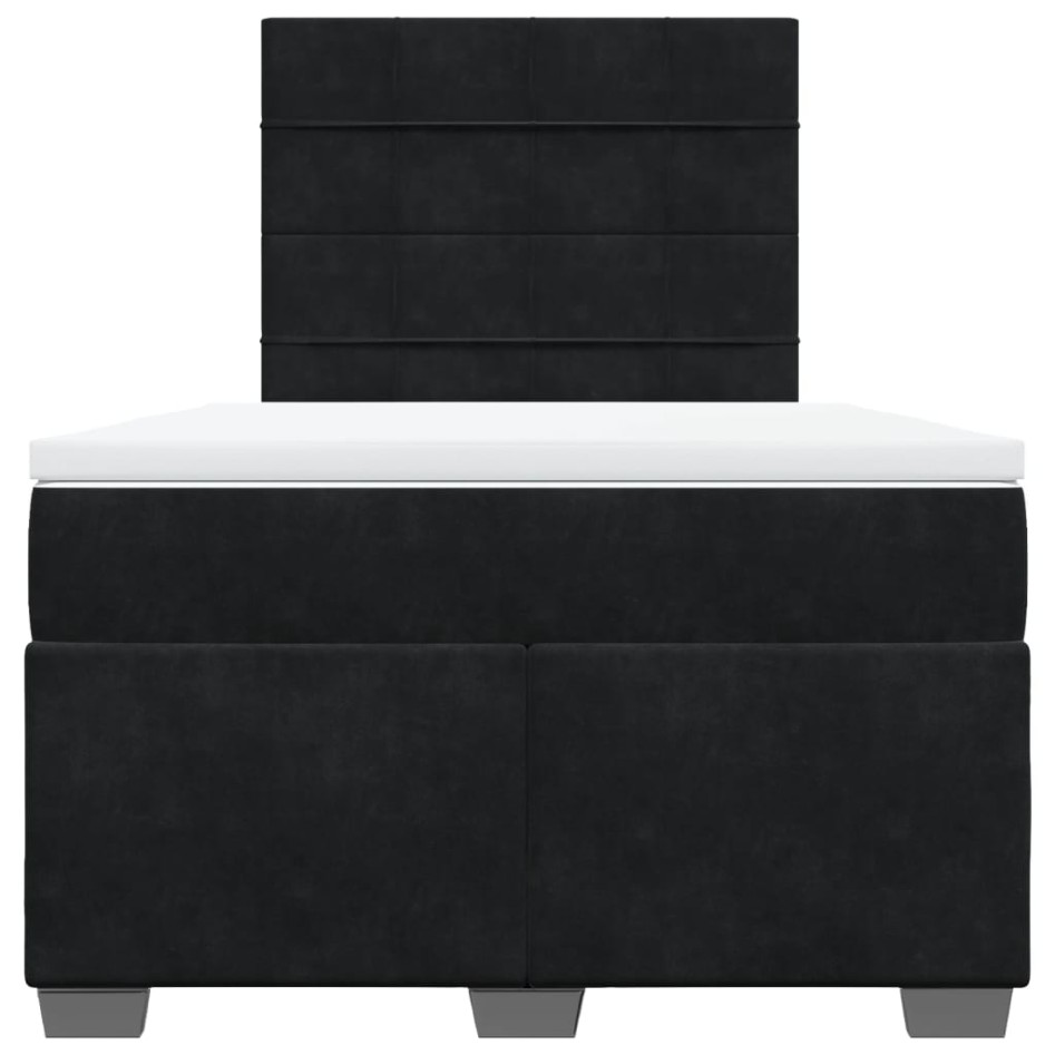 Cama box spring con colchón terciopelo negro 120x200