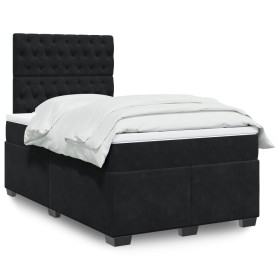Cama box spring con colchón terciopelo negro 120x200