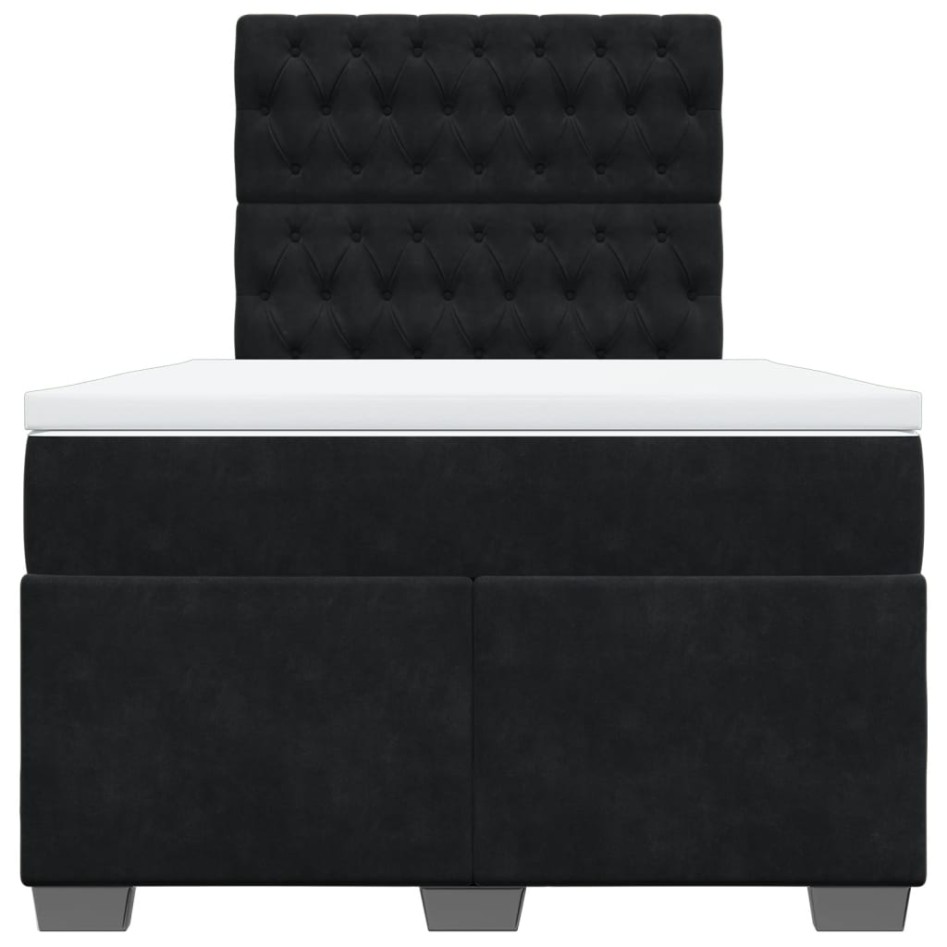 Cama box spring con colchón terciopelo negro 120x200