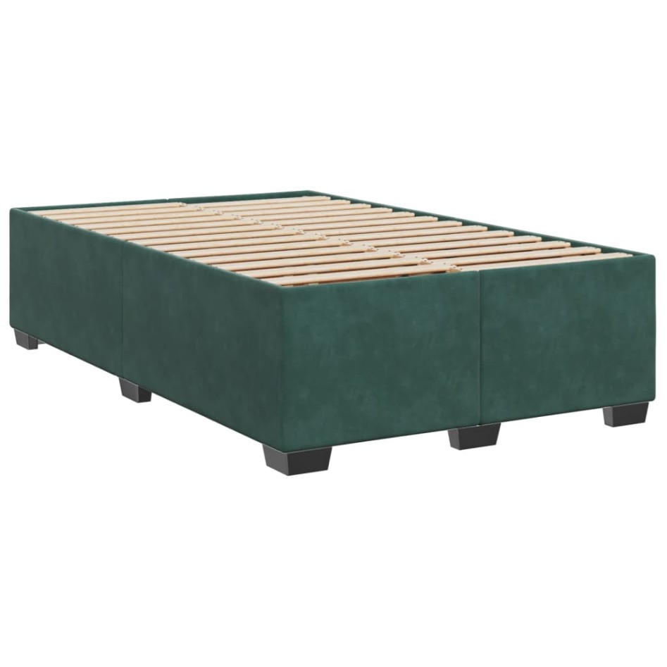 Cama box spring con colchón terciopelo verde oscuro 120x190
