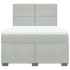 Cama box spring con colchón terciopelo gris claro 140x190