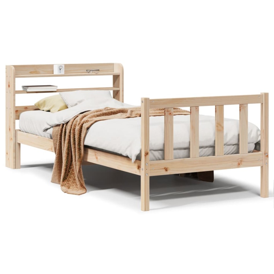 Estructura de cama sin colchón madera maciza pino 75x190