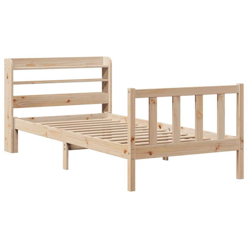 Estructura de cama sin colchón madera maciza pino 75x190