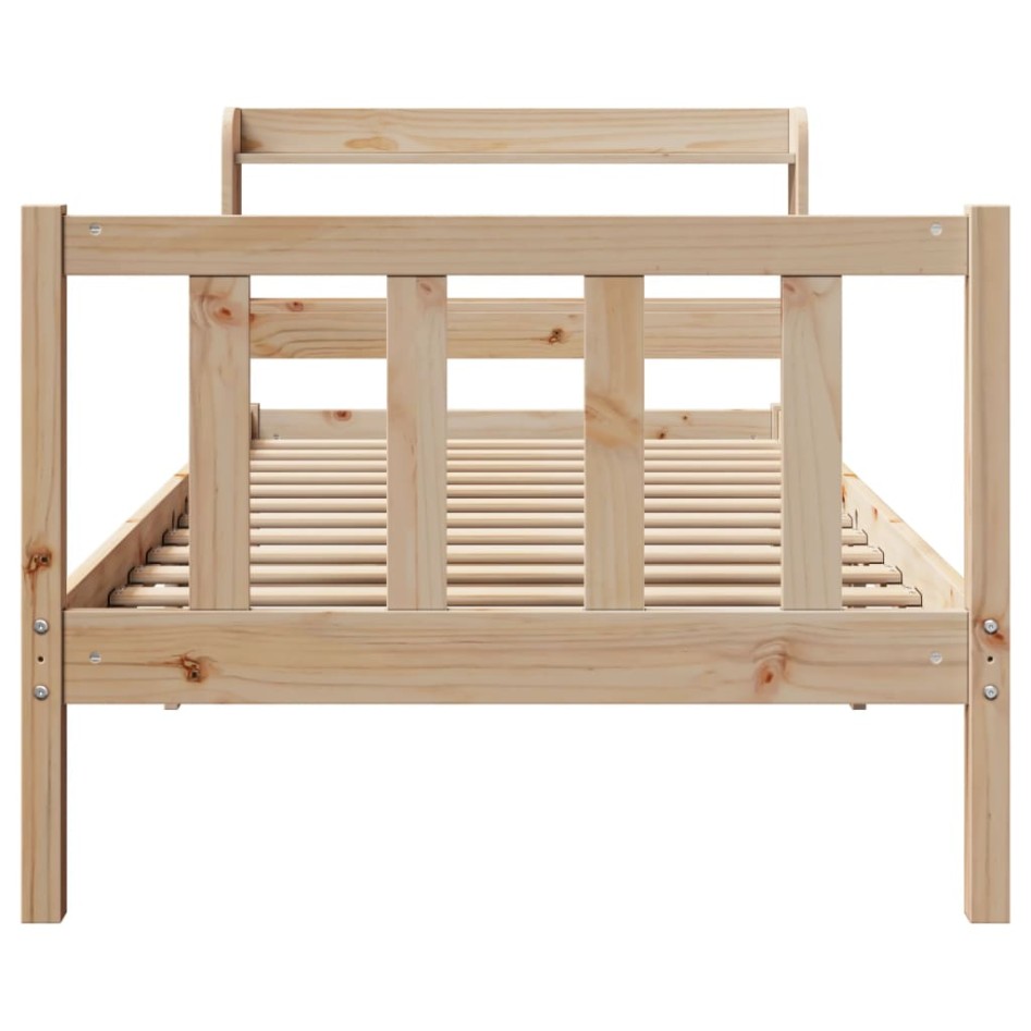 Estructura de cama sin colchón madera maciza pino 75x190