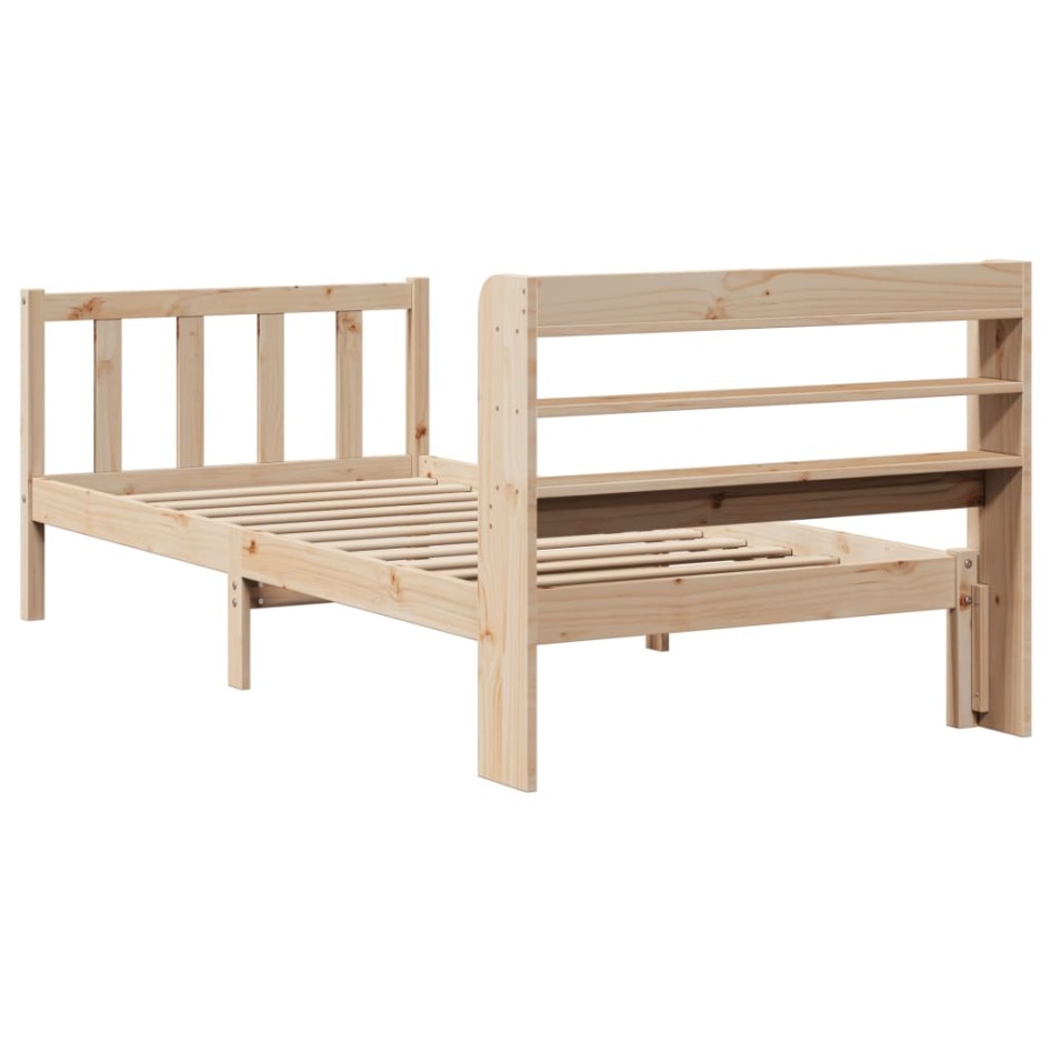 Estructura de cama sin colchón madera maciza pino 75x190