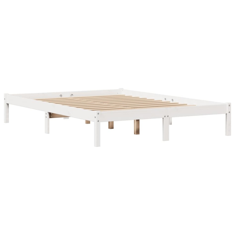 Estructura de cama sin colchón madera de pino blanco 135x190